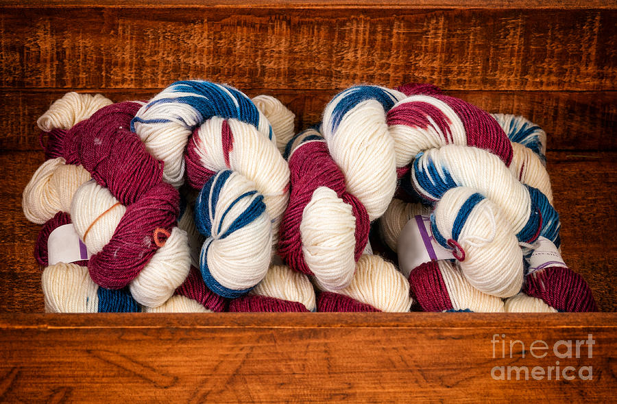 Knitting yarn in patriotic colors Photograph by Les Palenik