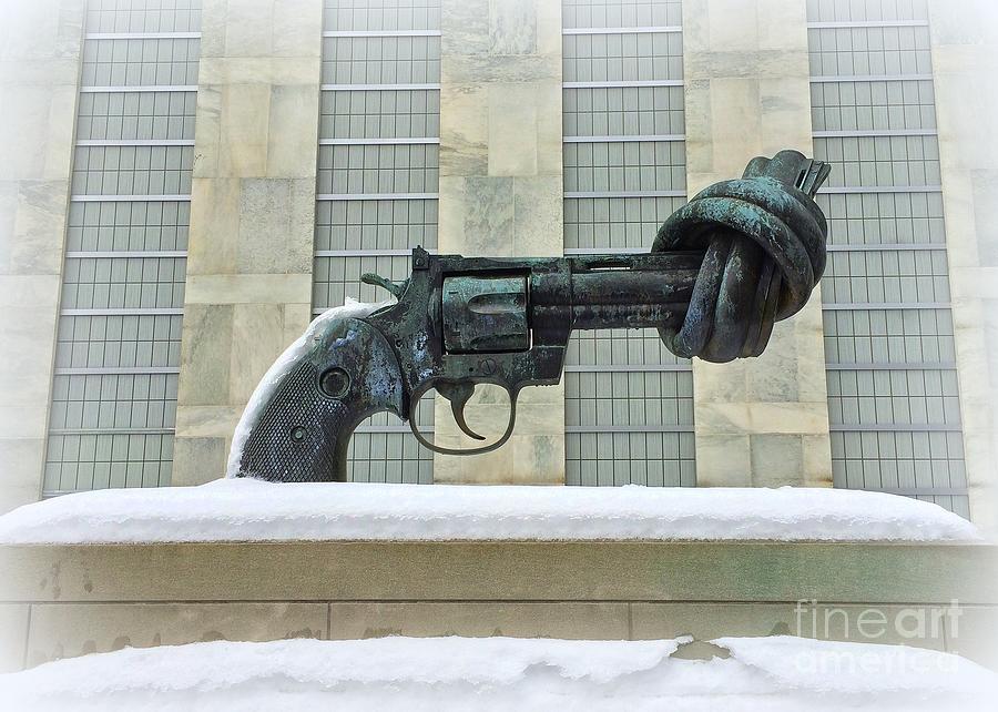 Knotted Gun Sculpture at the United Nations Photograph by Miriam Danar