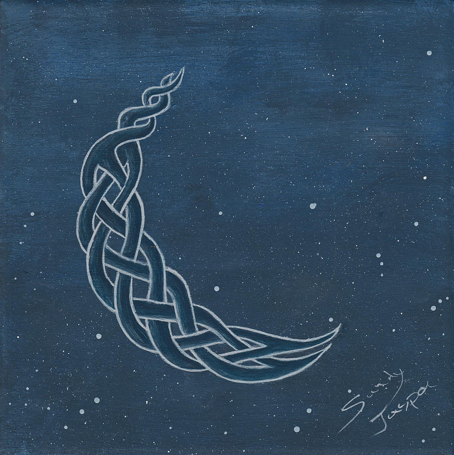 Moon Painting - The Knotty Moon by Sandy Jasper Moon Painting - The Knotty Moon by Sandy Jasper