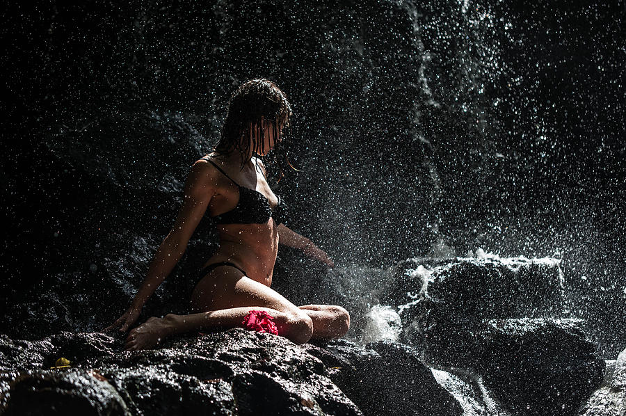 Unique Photograph - Knowledge. Anna at Eureka Waterfalls. Mauritius by Jenny Rainbow