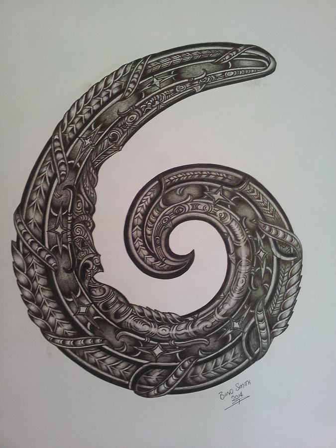 Maori Carving, Koru spiral design