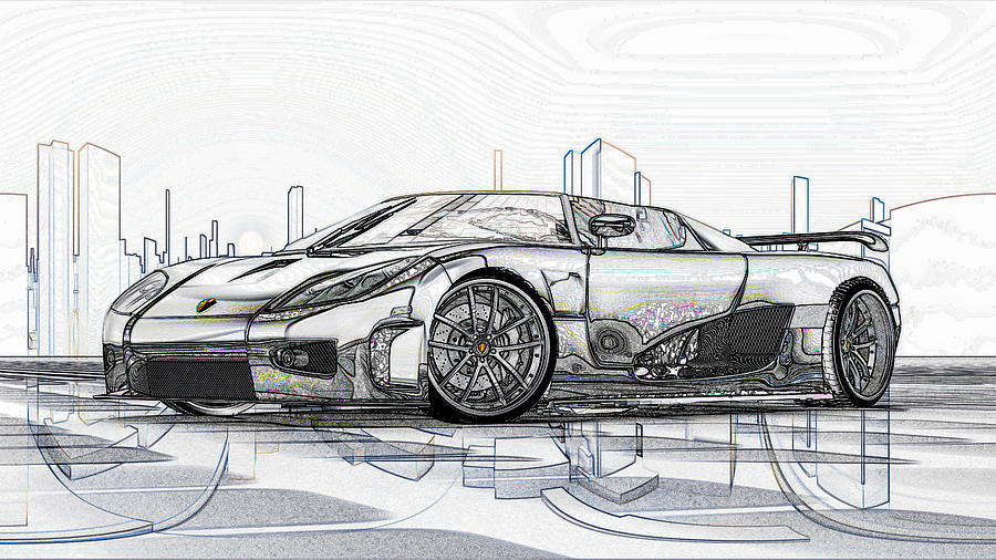 Koenigsegg CCX Sketch  Digital Art by Louis Ferreira