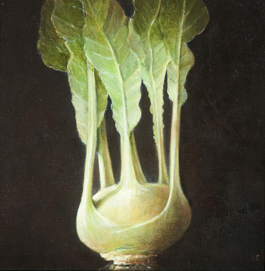 Cabbage Photograph - Kohl Rabi, 2012 Acrylic On Canvas by Lincoln Seligman