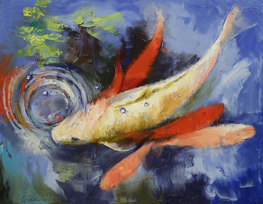 Animal Painting - Koi and Water Ripples by Michael Creese