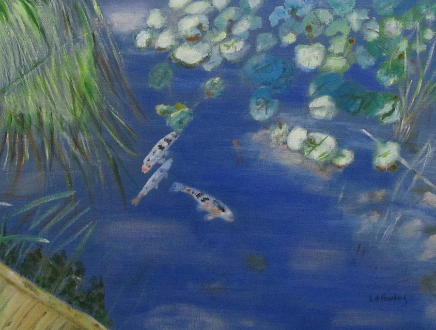 Koi at Red Butte Gardens Painting by Linda Feinberg