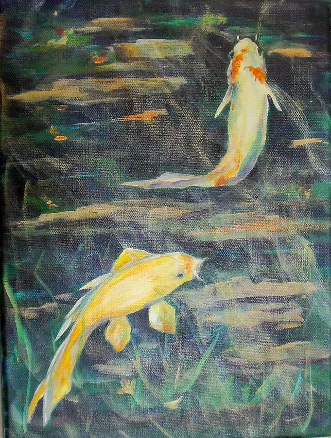 Koi Fish Painting - Koi Dancers by Maureen Pisano