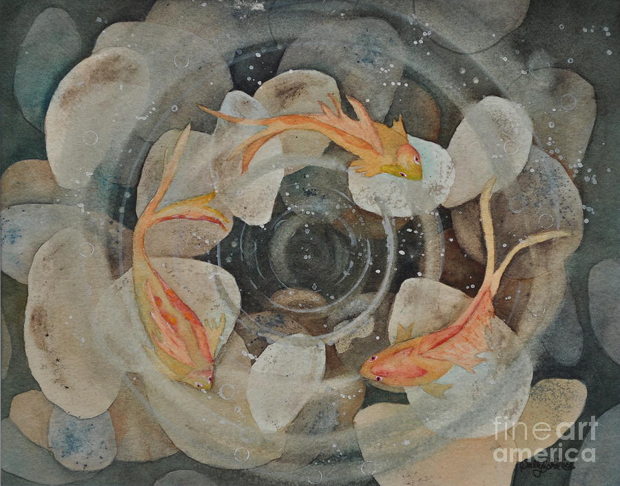 Koi Painting - Koi Fish Garden by Sally Tiska Rice