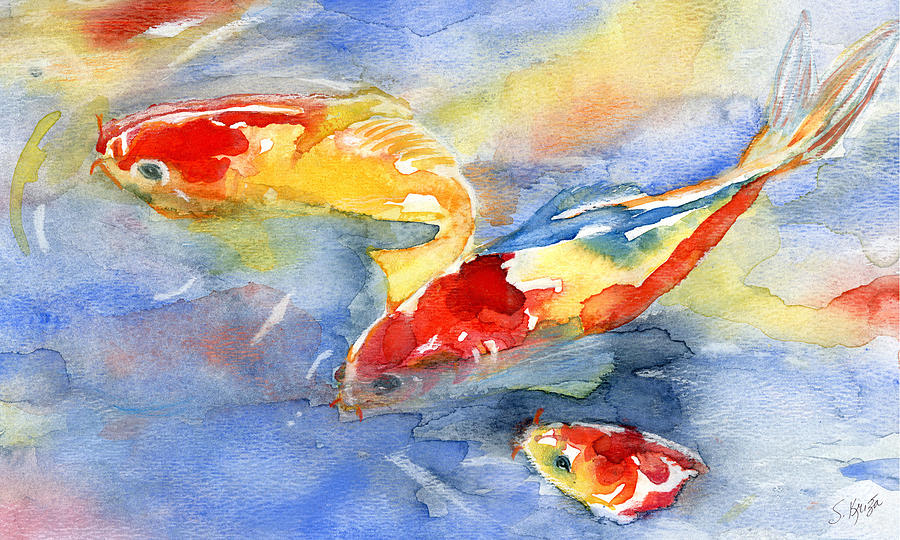 Koi Painting - Koi Fish In Water by Stephanie  Kriza