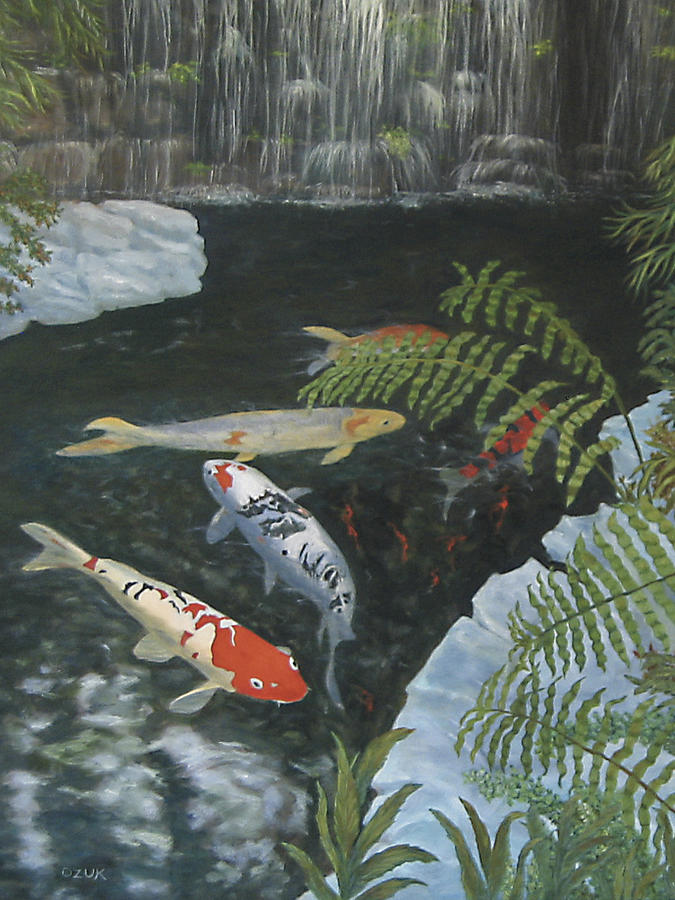 Koi fish Painting by Karen Zuk Rosenblatt