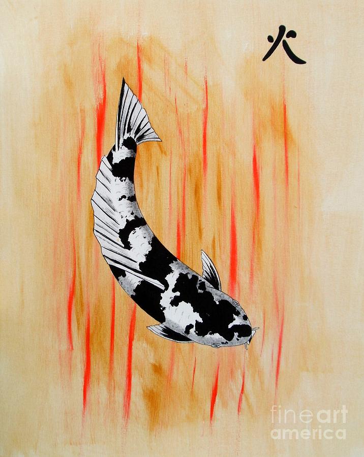 Koi Gin Rin Fire and Gold-Feung Shui painting Painting by Gordon Lavender