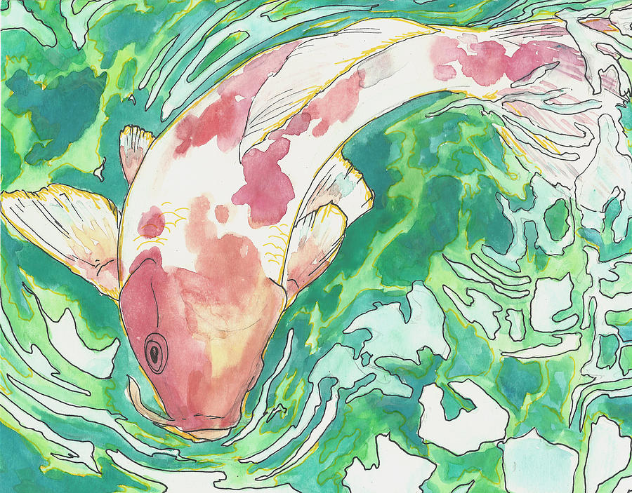 Fish Painting - Koi Joy by Jenn Cunningham