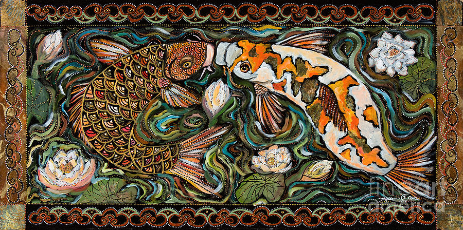 Fish Painting - Koi Kissing by Melissa Cole