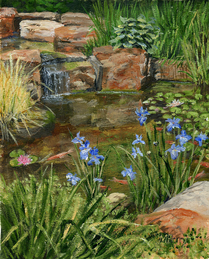 Koi Pond at Fells Painting by Margie Perry