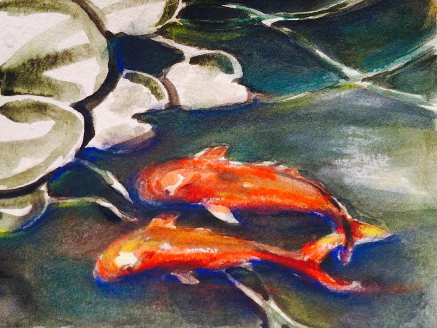 Koi pond Painting by Hae Kim