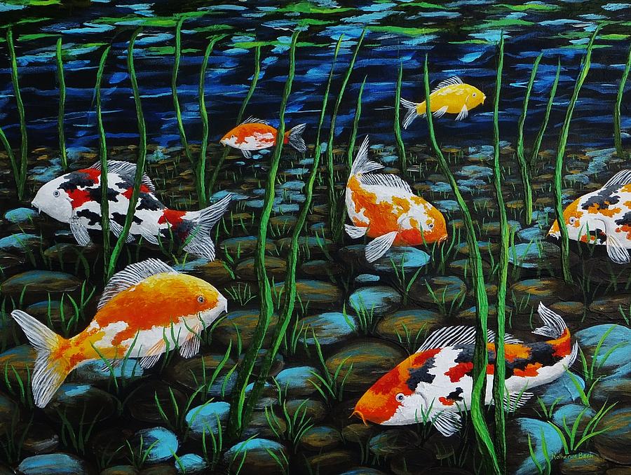 Koi Pond Painting by Katherine Young-Beck