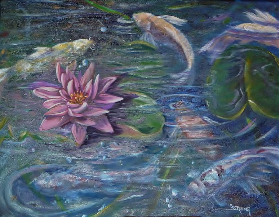 Koi Pond Painting by Sherry Strong