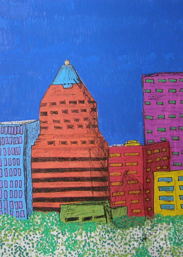 Portland Painting - KOIN downtown by Marcia Weller-Wenbert