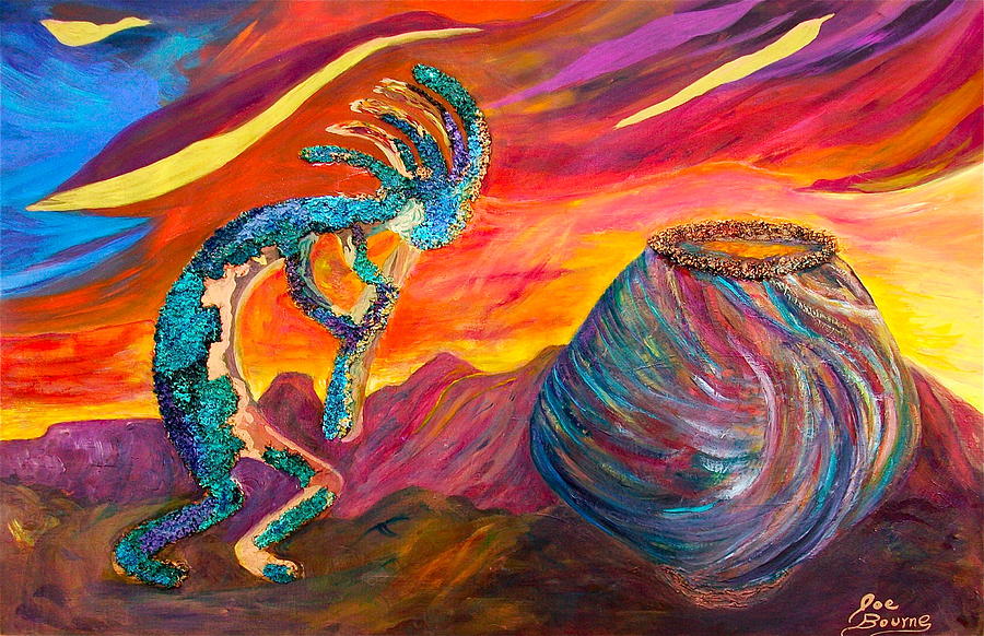 Feather Painting - Kokopellie At Sunset by Joe Bourne
