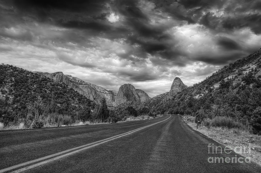 Kolob Canyon Black and White Photograph by Eddie Yerkish