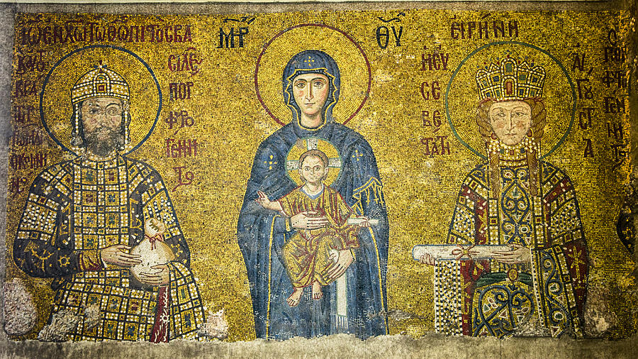 Vigin Mary And Infant Jesus - Komnenos Mosaic Photograph