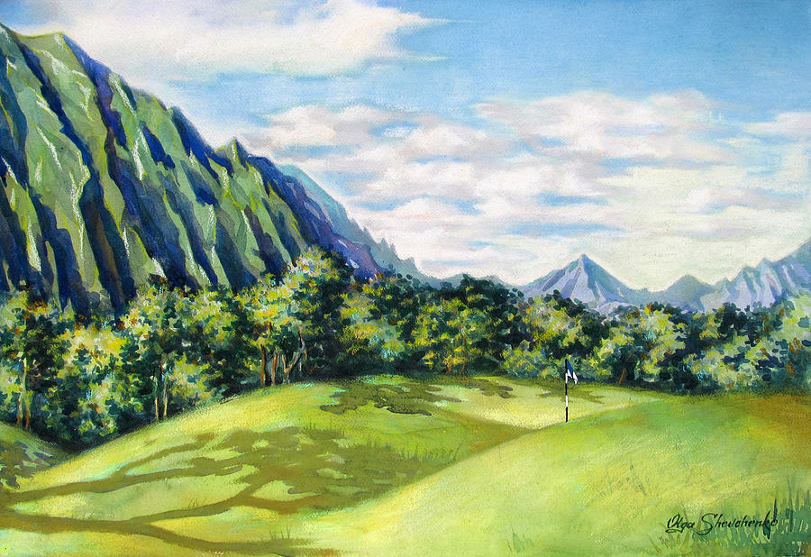 Mountain Painting - Koolau Golf Course by Olga Shevchenko