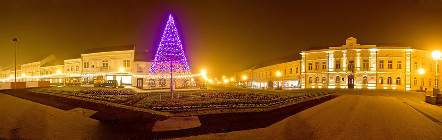 Koprivnica town center christmas panorama Photograph by Brch Photography