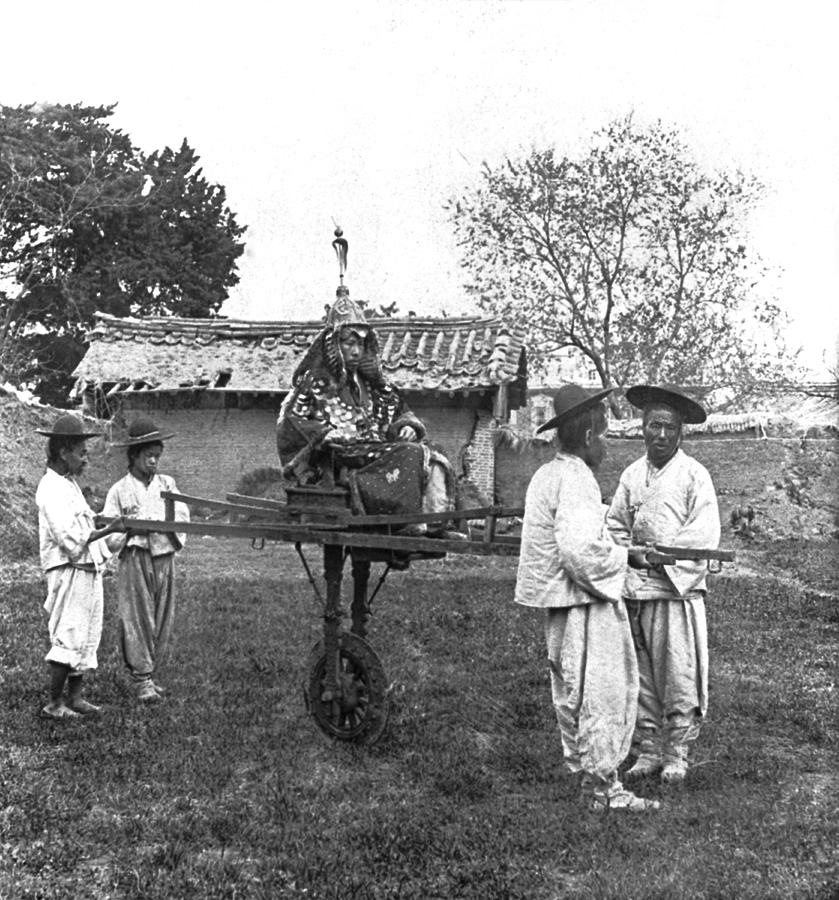 Black And White Photograph - Korean General Cart by Underwood & Underwood