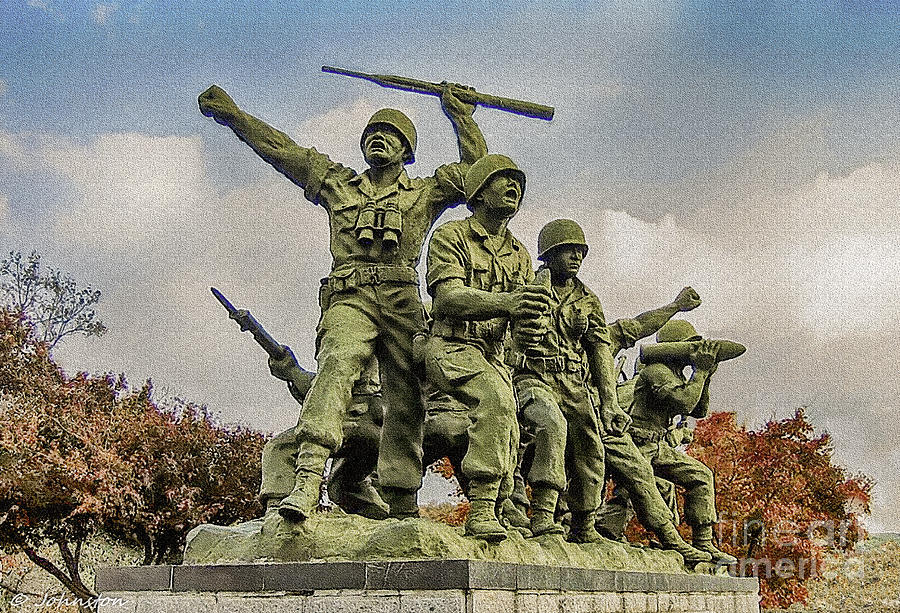 National Parks Painting - Korean War Veterans Memorial South Korea by Bob and Nadine Johnston