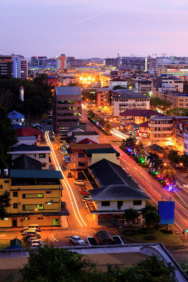 Kota Kinabalu Cityscape At Twilight Photograph by Macbrian Mun