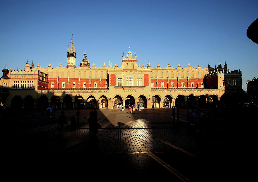 Architecture Photograph - Krakow market square by night by Tony Brown