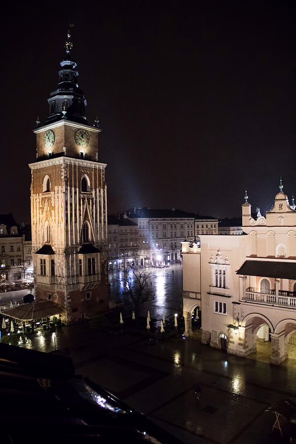 Krakow Town Hall Tower At Night Photograph by Greg Ochocki