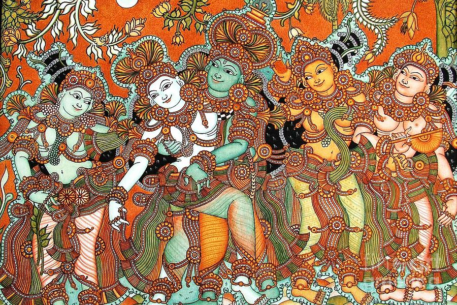 Kerala Painting - Krishna And Radha by Pg Reproductions Kerala Painting - Krishna And Radha by Pg Reproductions