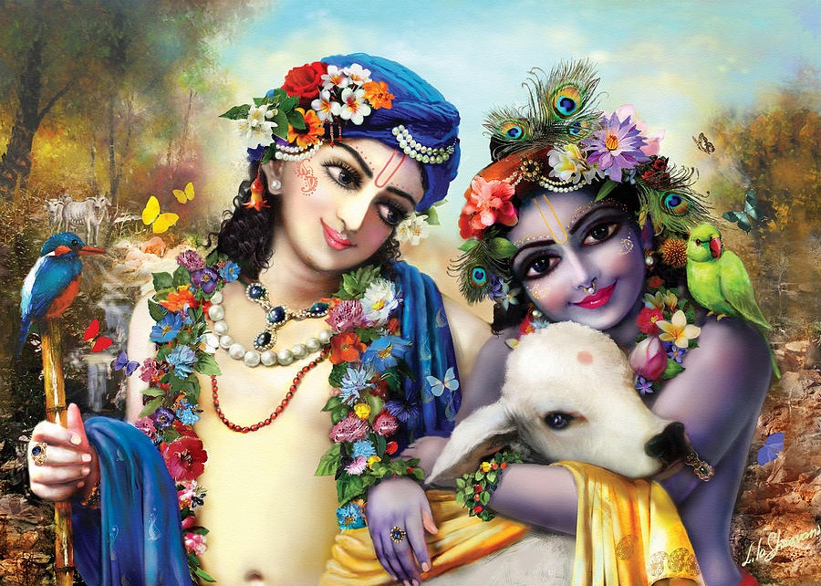 Nature Painting - krishna-Balarama by Lila Shravani