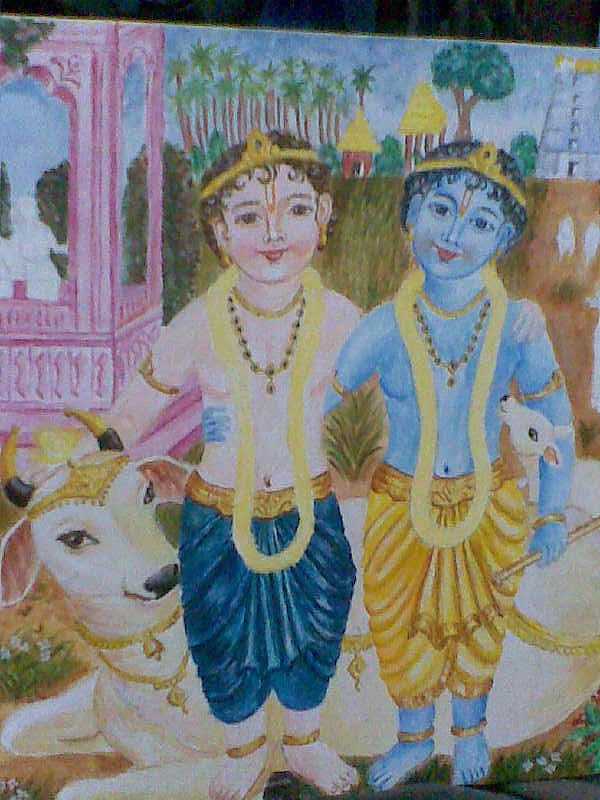 Vrindavan Painting - Krishna Balarama by Parimala Devi Namasivayam