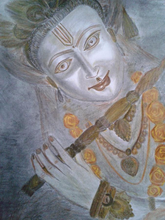 Lord Krishna Drawing - Krishna by MEERA Niranjanadevi