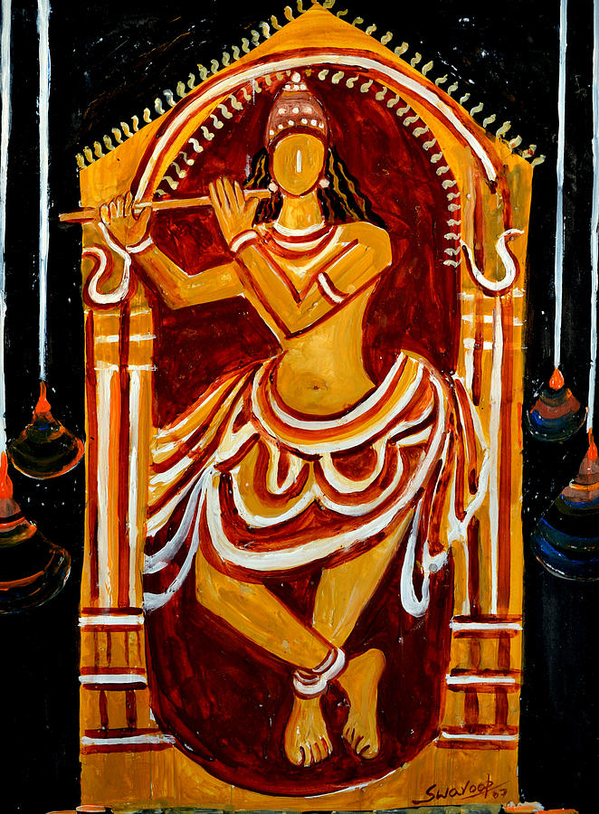 Krishna  Playing Fluit Painting by Anand Swaroop Manchiraju