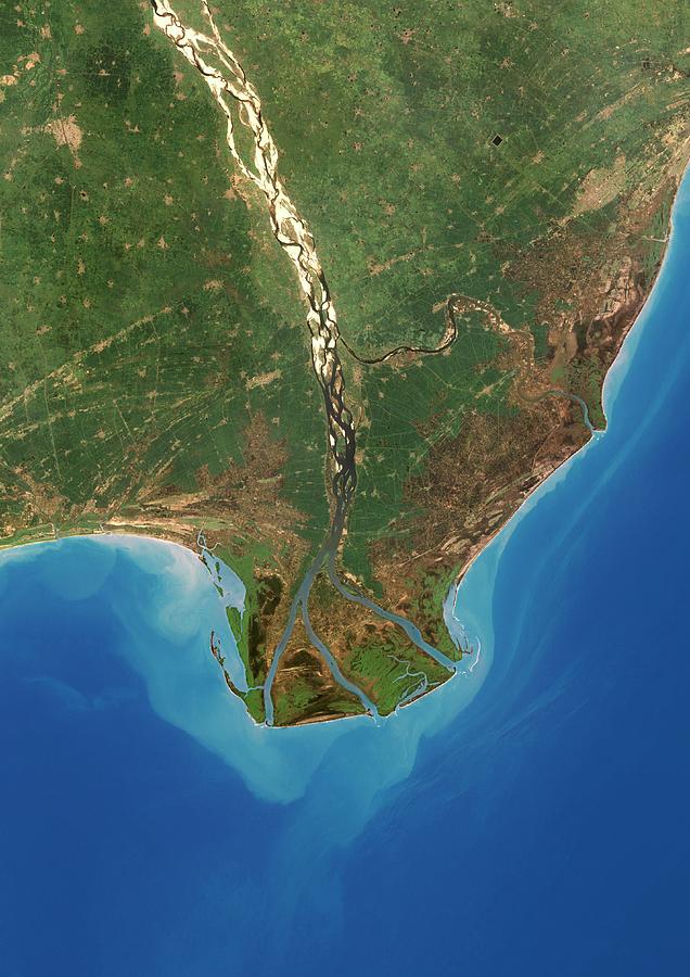 Land Photograph - Krishna River Delta by Planetobserver/science Photo Library