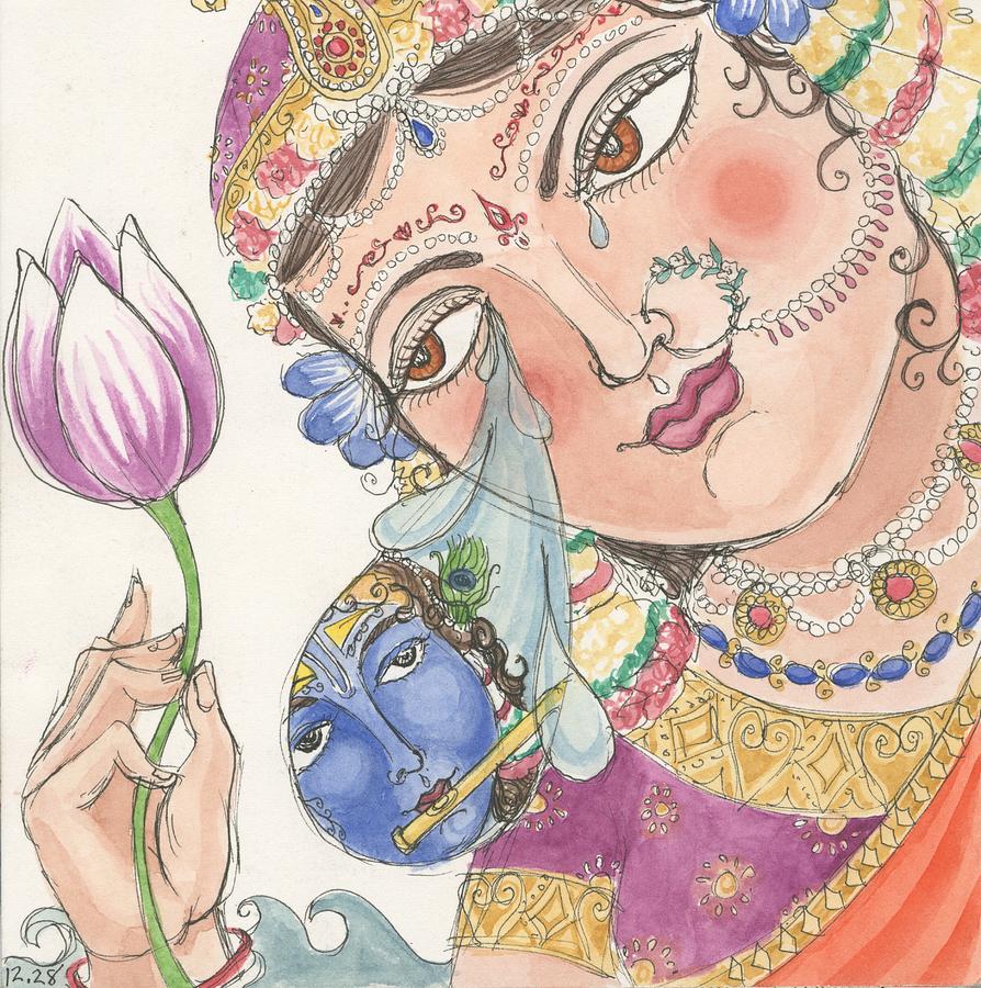 Krishna Tears Painting by Jennifer Mazzucco