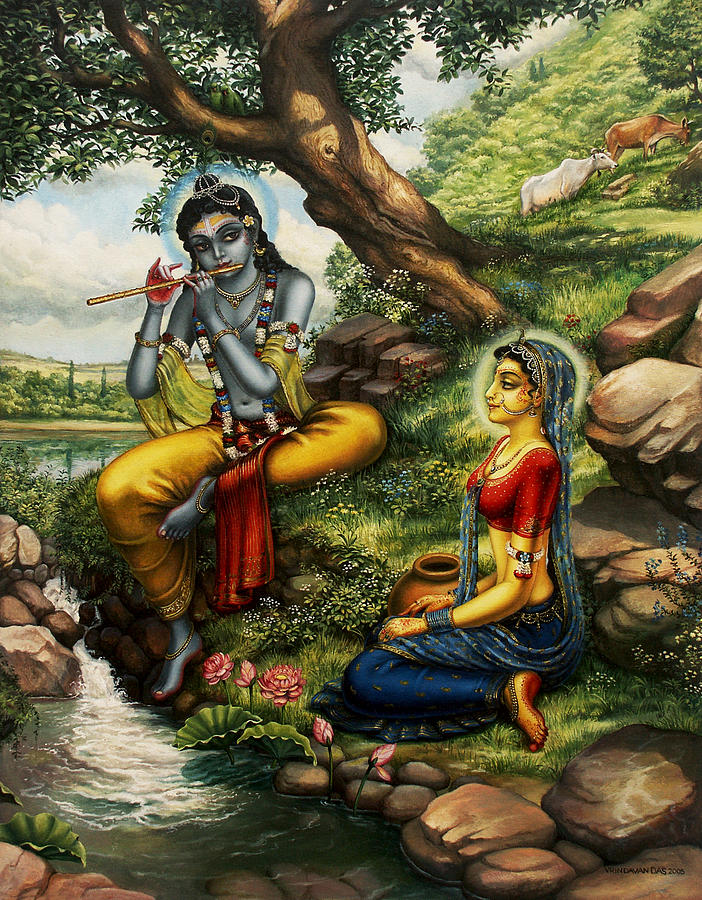 Krishna with Radha Painting by Vrindavan Das