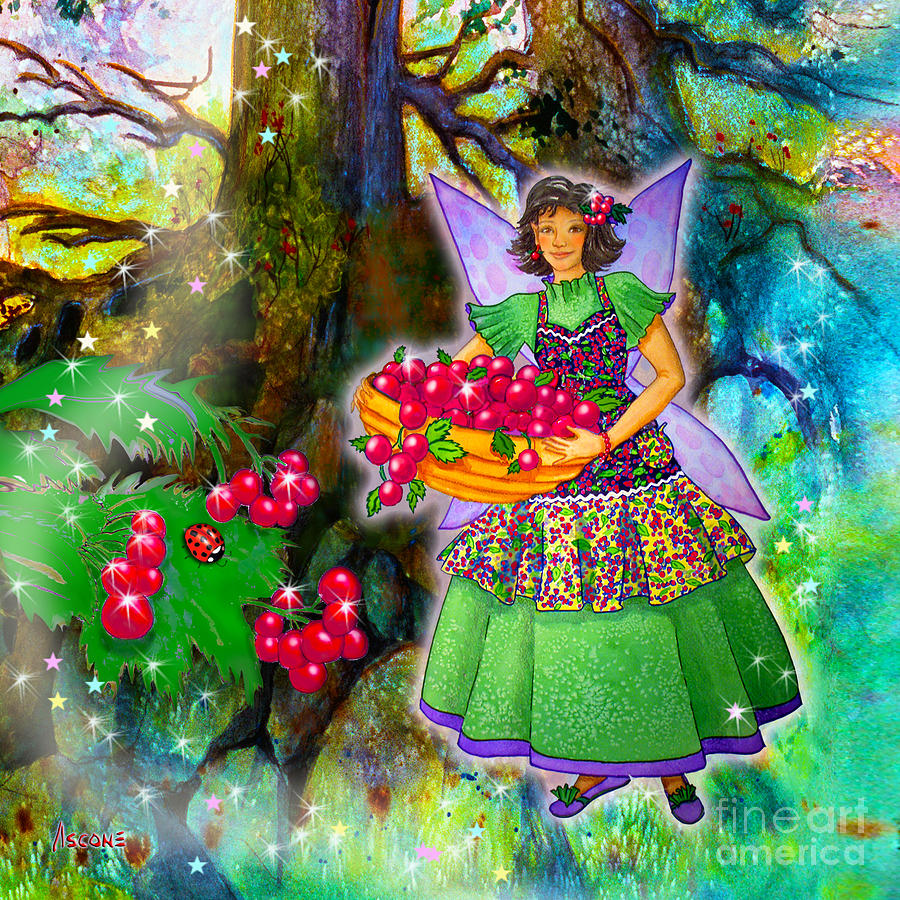 Krissy Woodwillow Cranberry Fairy Painting by Teresa Ascone
