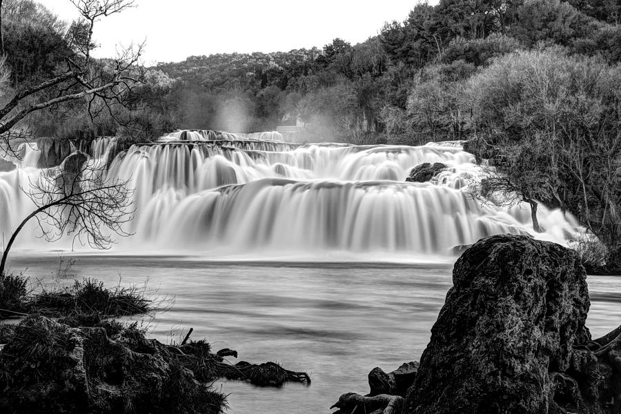 Krka waterfalls BW Photograph by Ivan Slosar