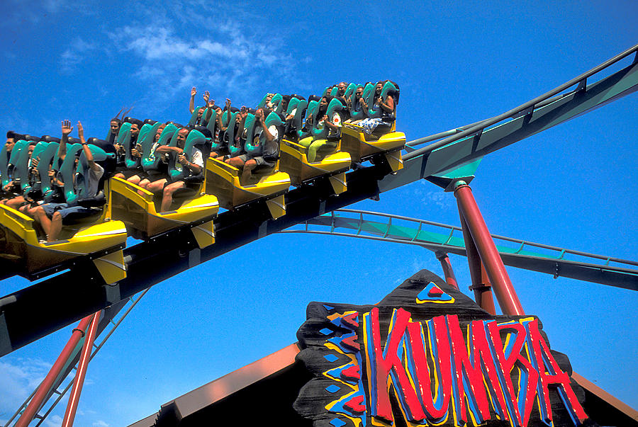 Roller Coaster Photograph - Kumba Roller Coaster at Busch Garden by Carl Pu...