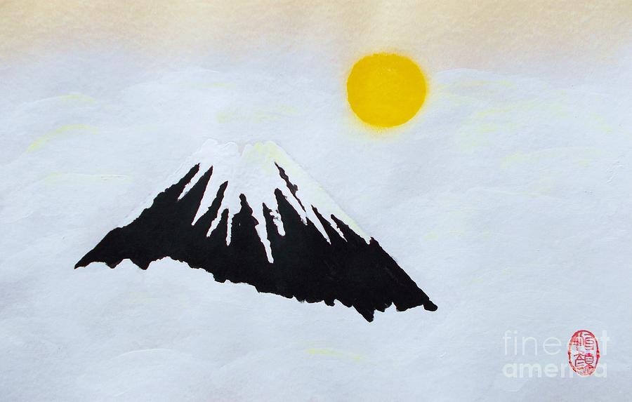 Kumori kiri o toshite Fuji Painting by Thea Recuerdo