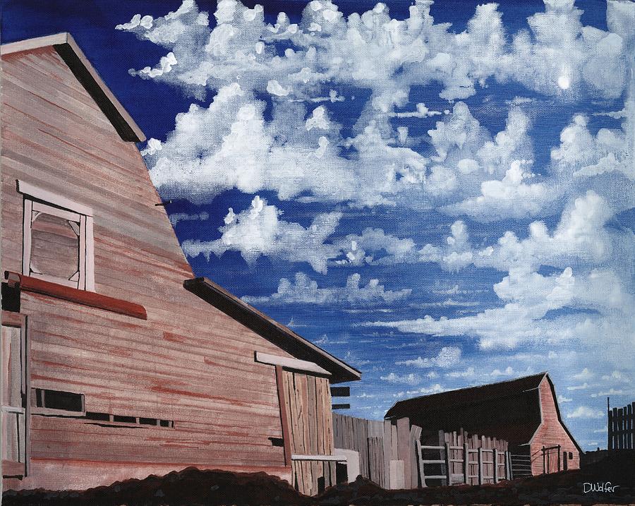 Barn Painting - Kuntz Barnyard Linton North Dakota by David Wolfer