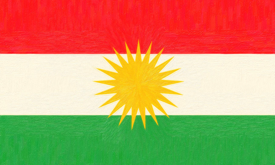 Kurdish Flag Painting by MotionAge Designs