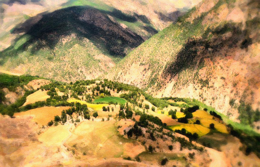 Kurdish Village in High Plato Painting by MotionAge Designs