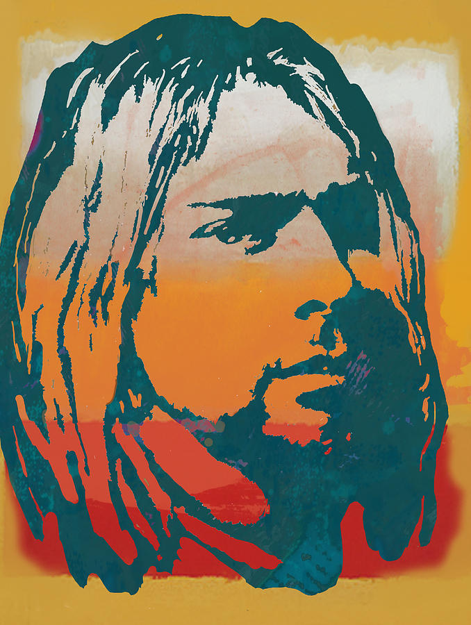 Portrait Drawing - Kurt Cobain - stylised pop art poster by Kim Wang