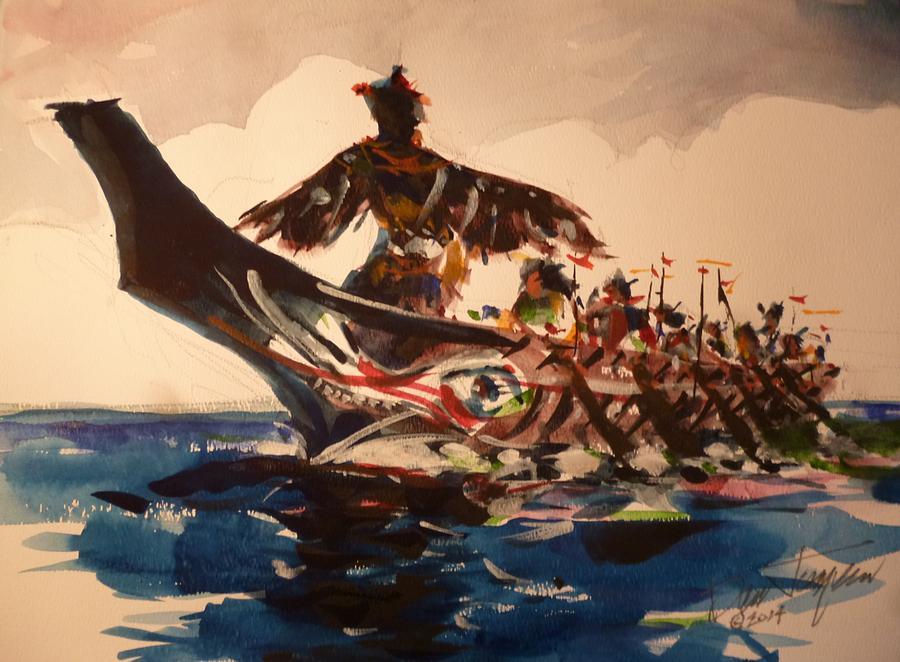 Kwakiutl War Canoe Painting by Dale Jorgensen