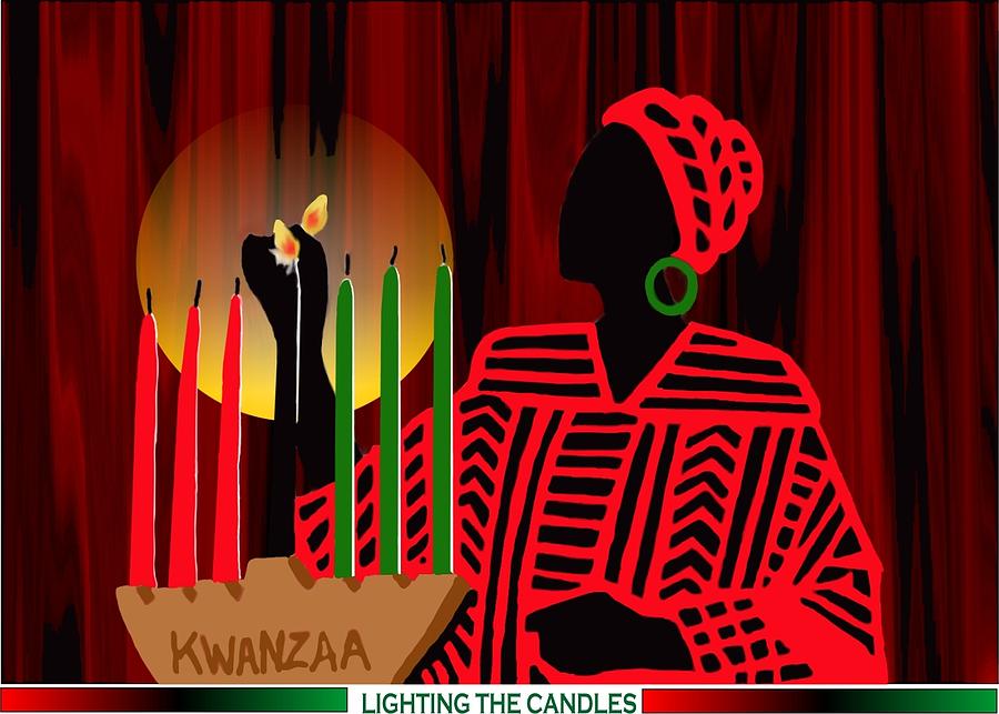 Kwanzaa Lighting The Candles Digital Art By James Mingo