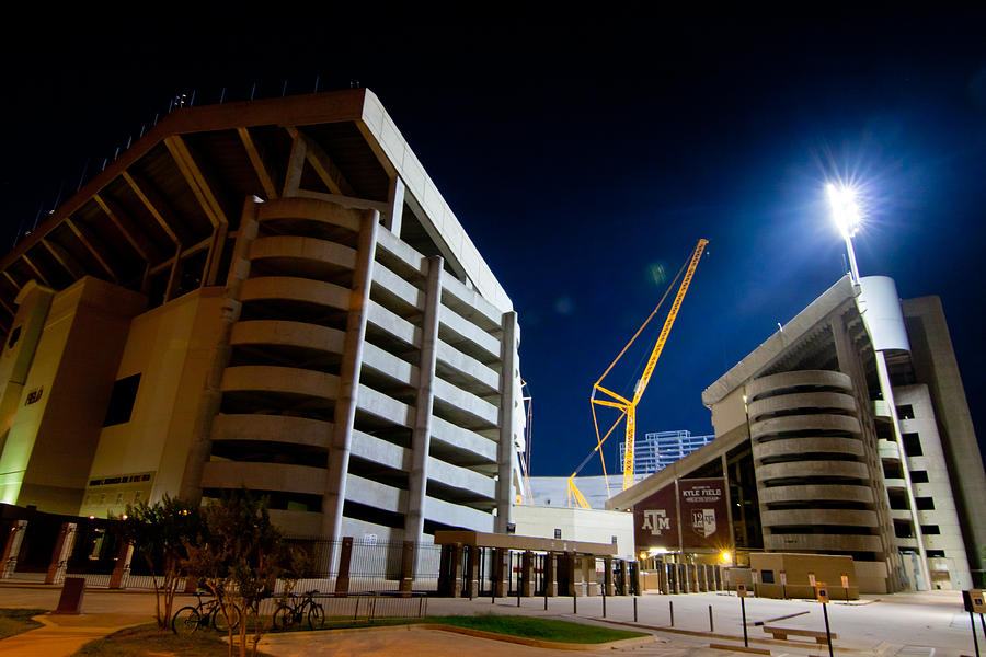 Texas A And M Digital Art - Kyle Field Construction by Linda Unger